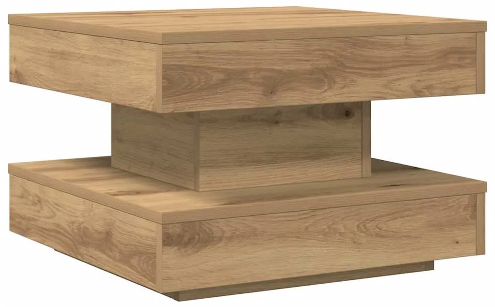 Mesa centro rotativa a 360graus 50x50x34,5cm carvalho artisiano