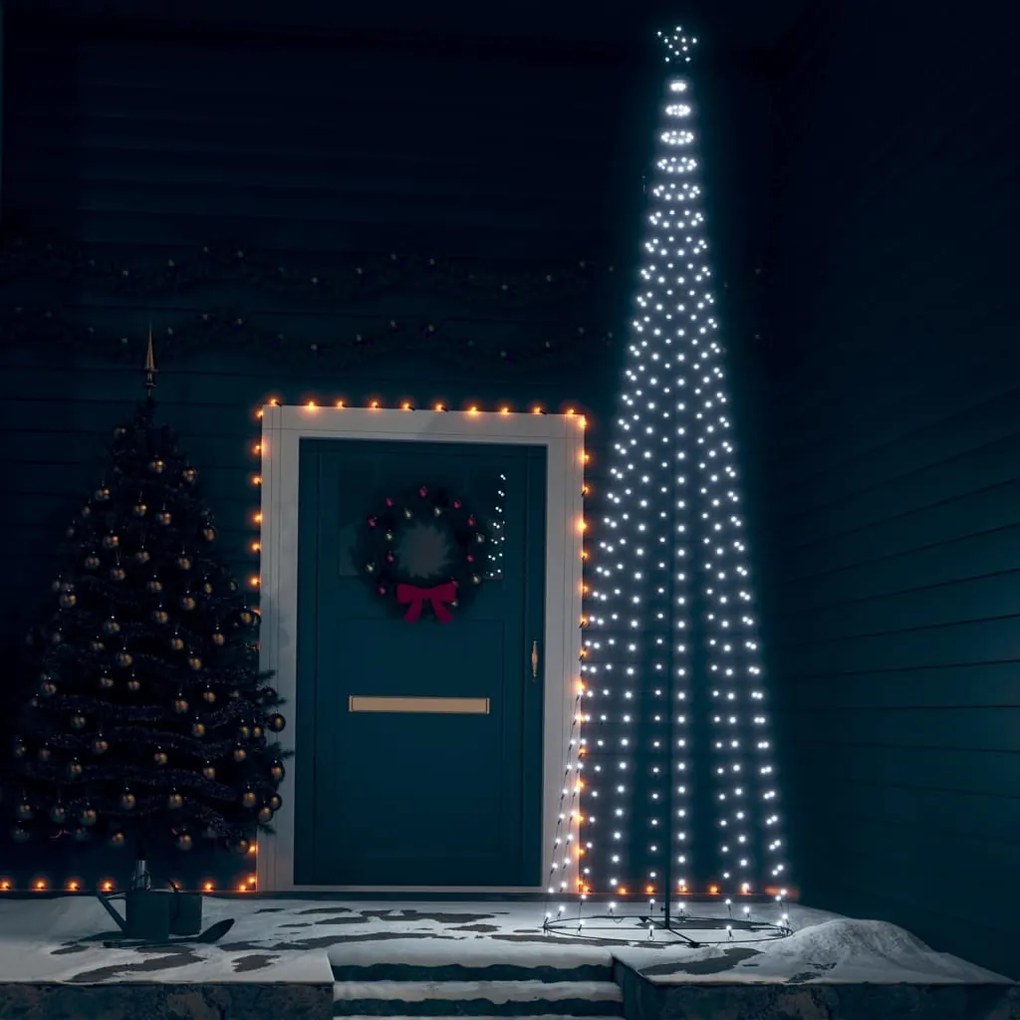 vidaXL Árvore de Natal em cone c/ 400 luzes LED 100x360 cm branco