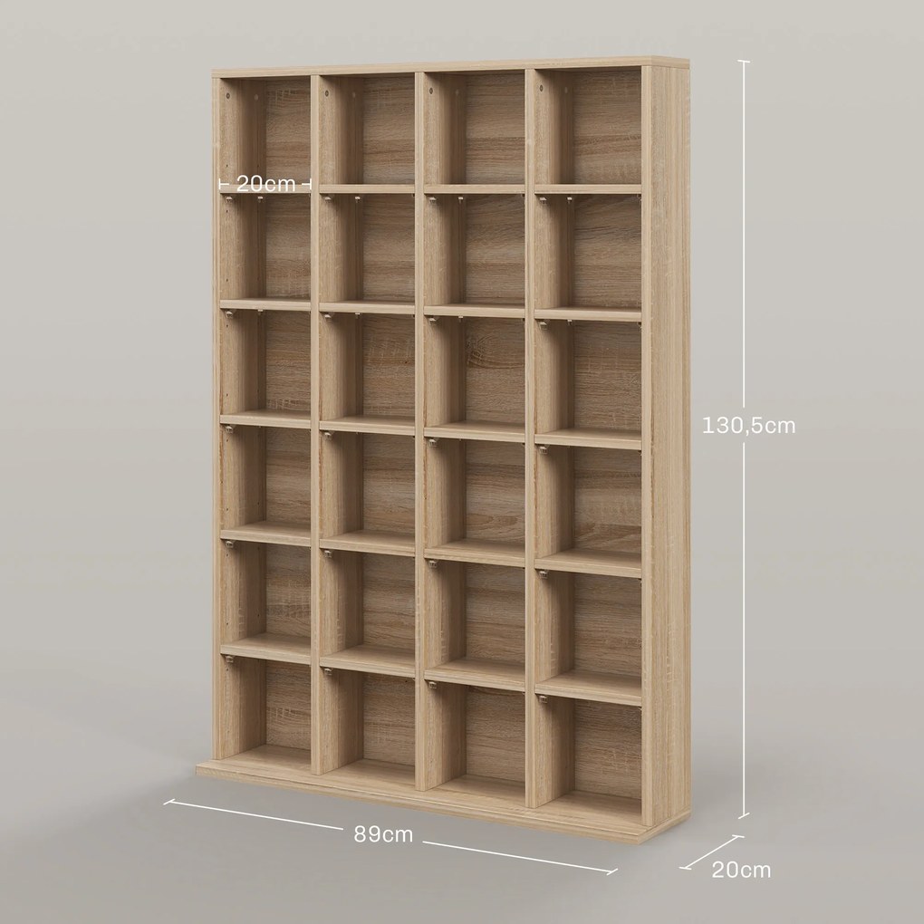 Móvel multimédia com capacidade para 456 CDs/336 DVDs - estante de madeira com prateleiras ajustáveis, 89 x 130,5 cm, madeira natural