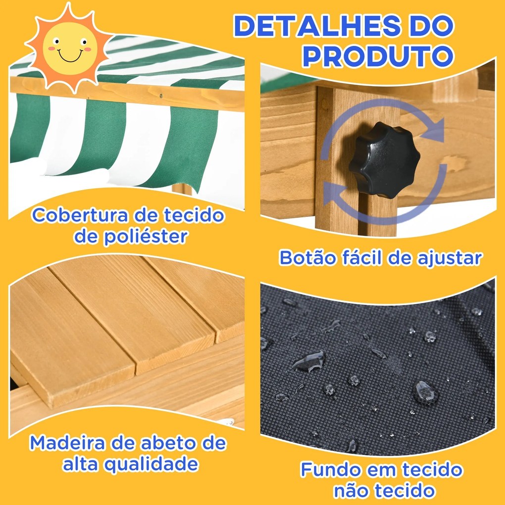 Caixa de Areia para Crianças de Madeira Caixa de Areia Infantil com To