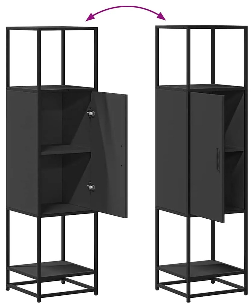 Armário alto 35,5x35x139 cm derivados madeira e metal preto