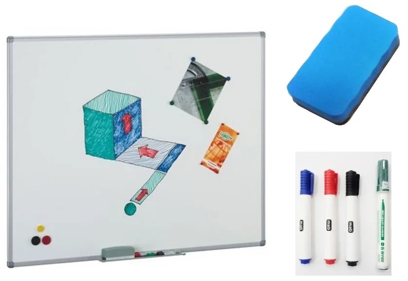 Quadro Branco Magnético Cerâmica 120x120cm Maya com Acessórios