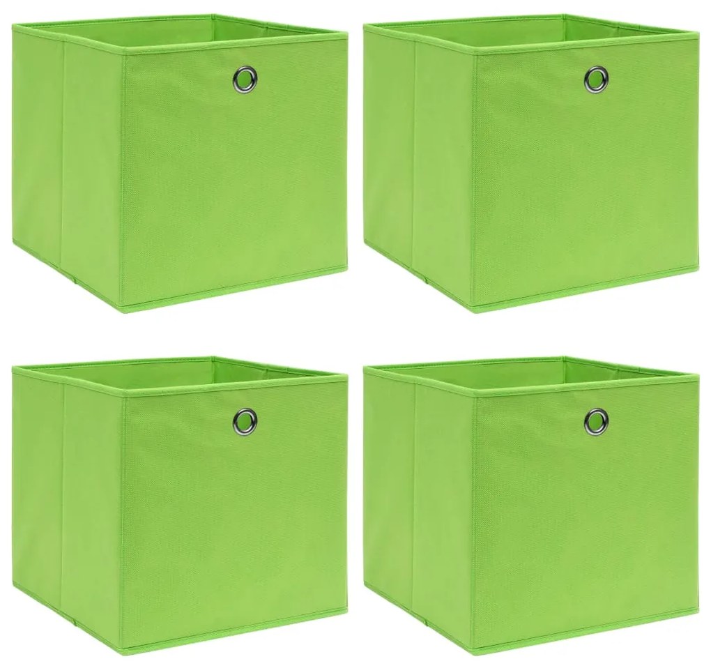 Caixas de arrumação 4 pcs 32x32x32 cm tecido verde