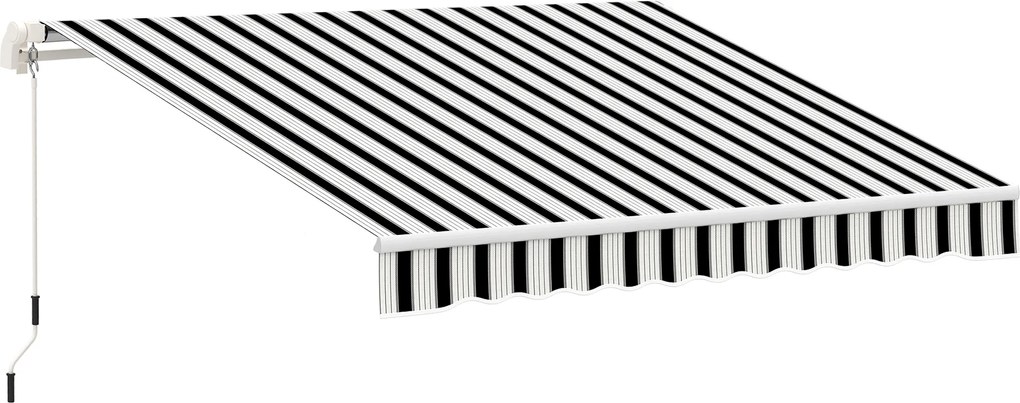 Toldo Varanda 3,95x2,45x3,50 m Solar Retrátil com Manivela Estrutura Metálica Tecido de Poliéster Azul Branco