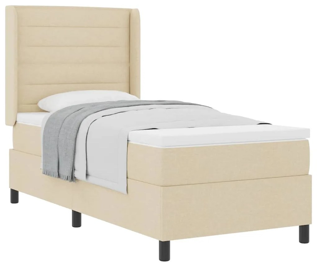 Cama box com colchão - Creme, 100x200 cm, Tecido
