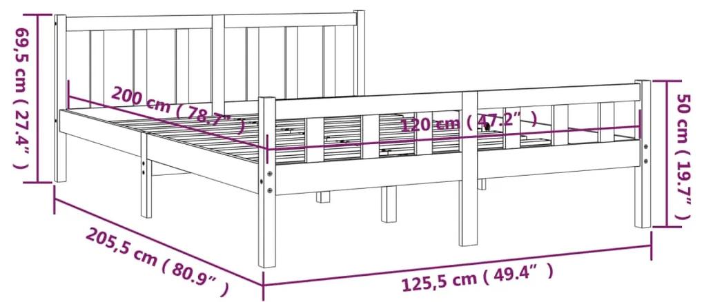 Estrutura de cama 120x200 cm madeira maciça cinzento