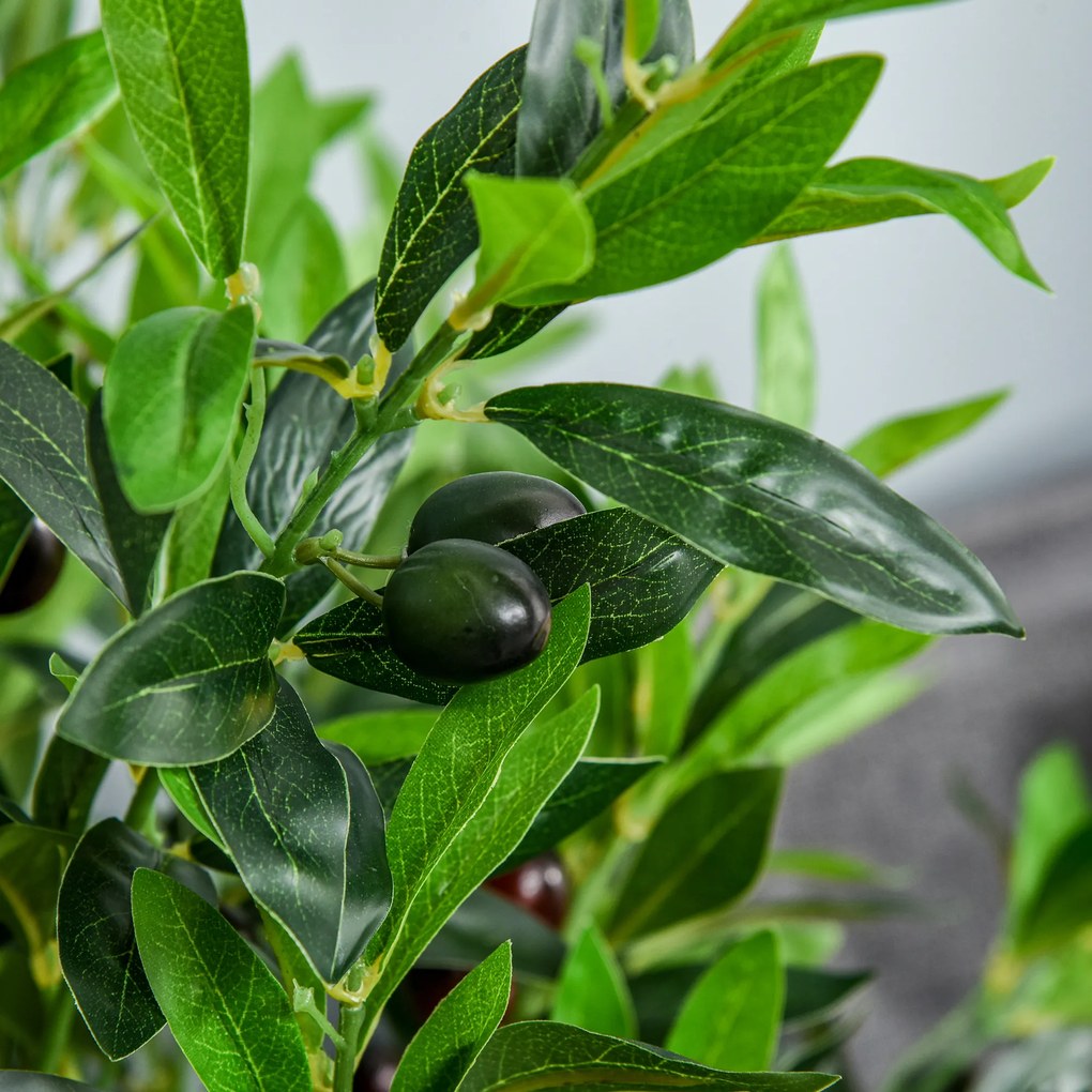 Outsunny Planta Artificial com Altura 120cm Oliveira Artificial com 1080 Azeitonas Folhas Realistas e 108 Frutos Decoração para interior Exterior Sala de Estar Escritório Verde