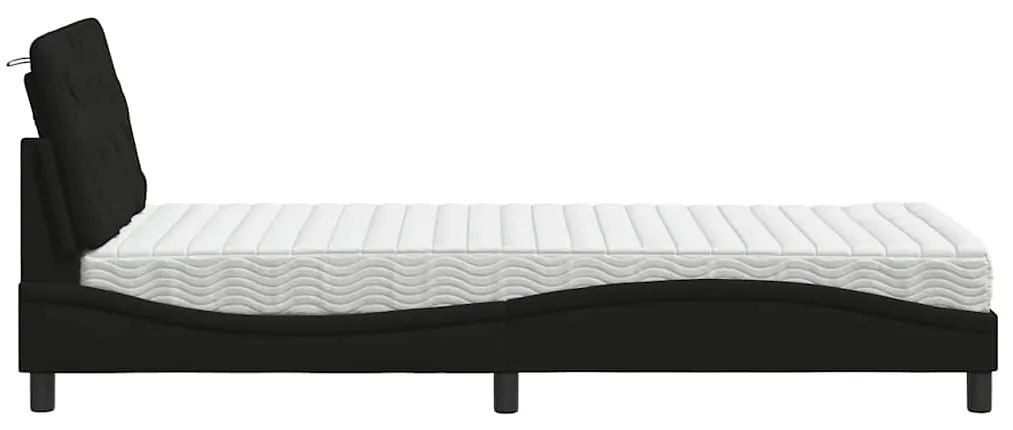 Cama com colchão 90x190 cm tecido preto