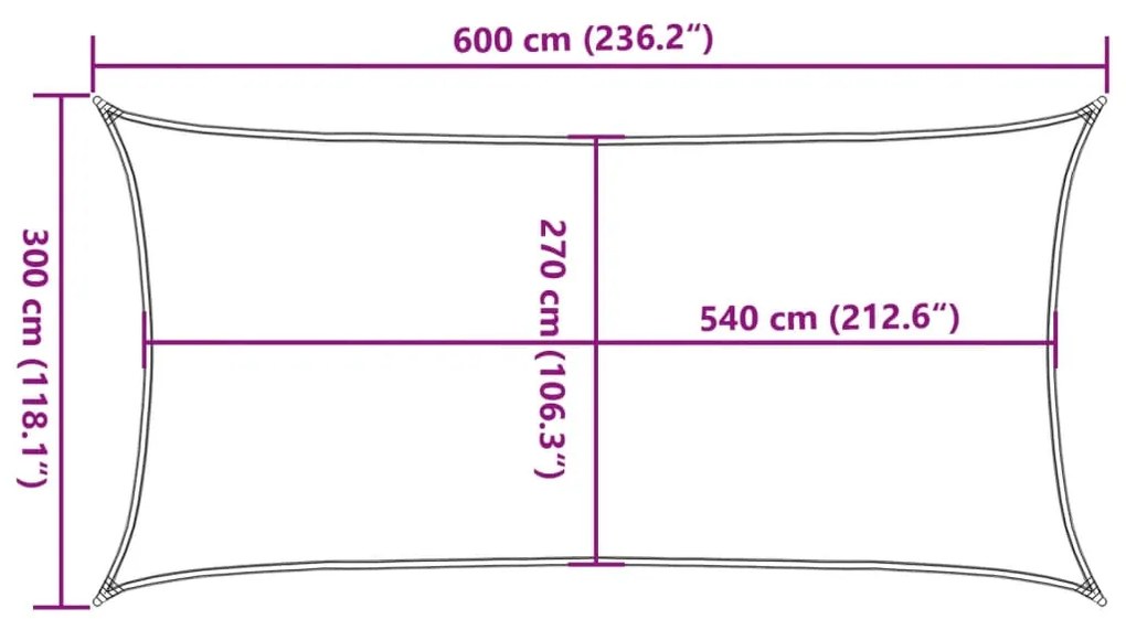 Para-sol estilo vela 160 g/m² 3x6 m PEAD branco