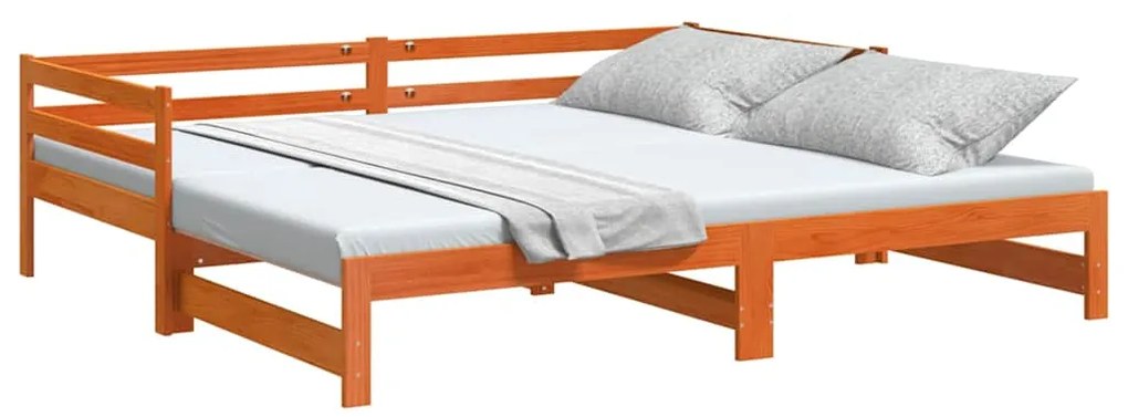 Sofá-cama com gavetão sem colchões 90x190 cm castanho-mel