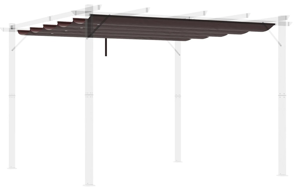 Outsunny Cobertura Pérgola 2,5x2,55cm Teto Substituição Retrátil 10 Orifícios Drenagem Resistente à Água Café | Aosom Portugal