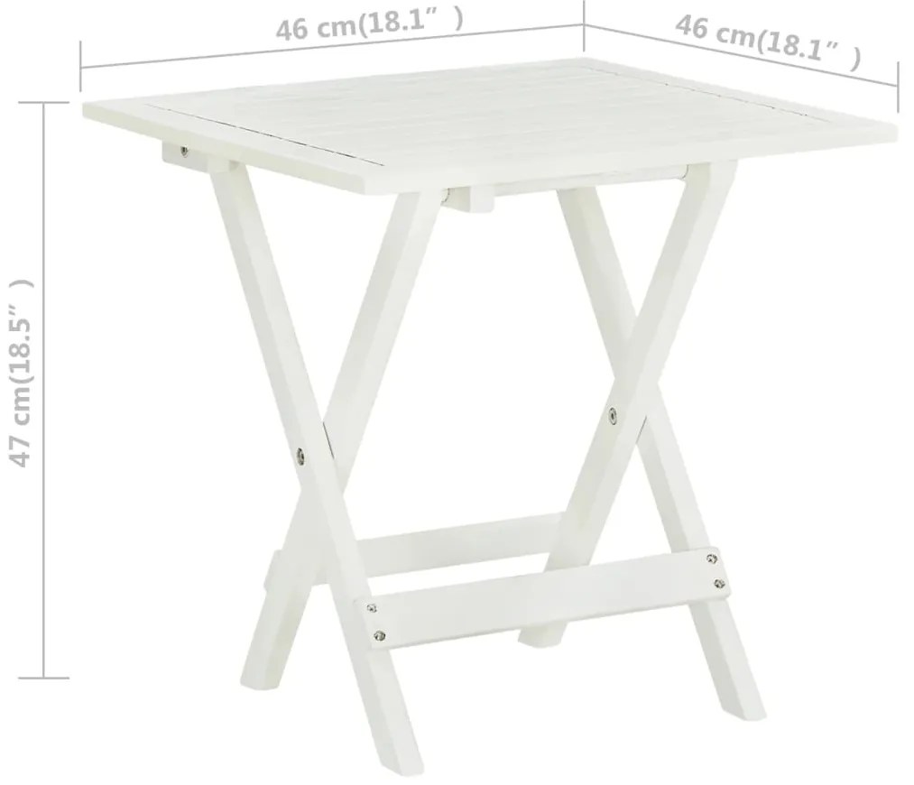 Mesa de bistrô 46x46x47 cm madeira de acácia sólida branco