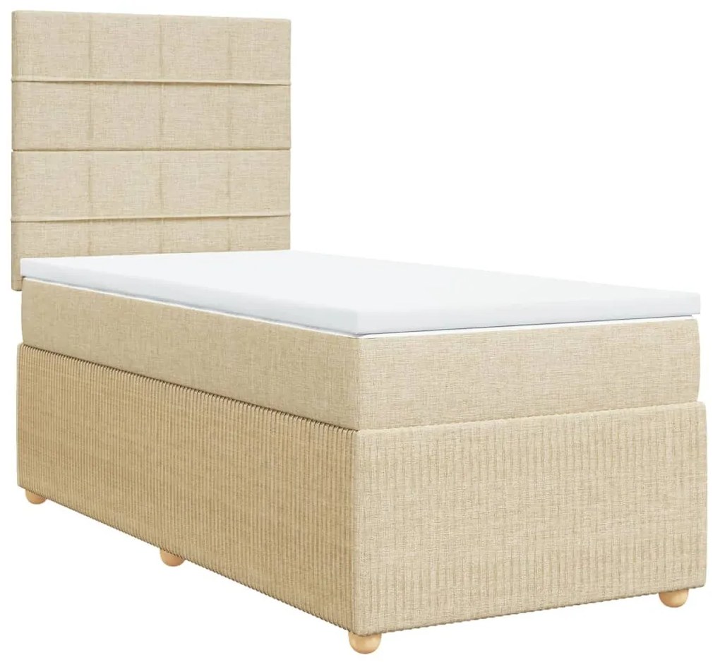 Cama com molas/colchão 90x190 cm tecido cor creme