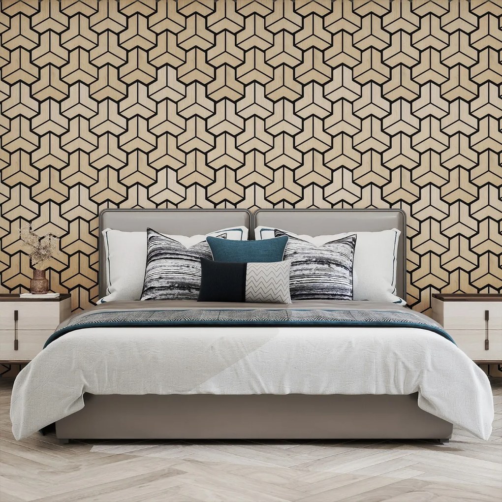 Conjunto de 4 painéis acústicos 83 x 65 cm com 27 tábuas de madeira irregulares para redução de ruído e decoração de tetos e paredes