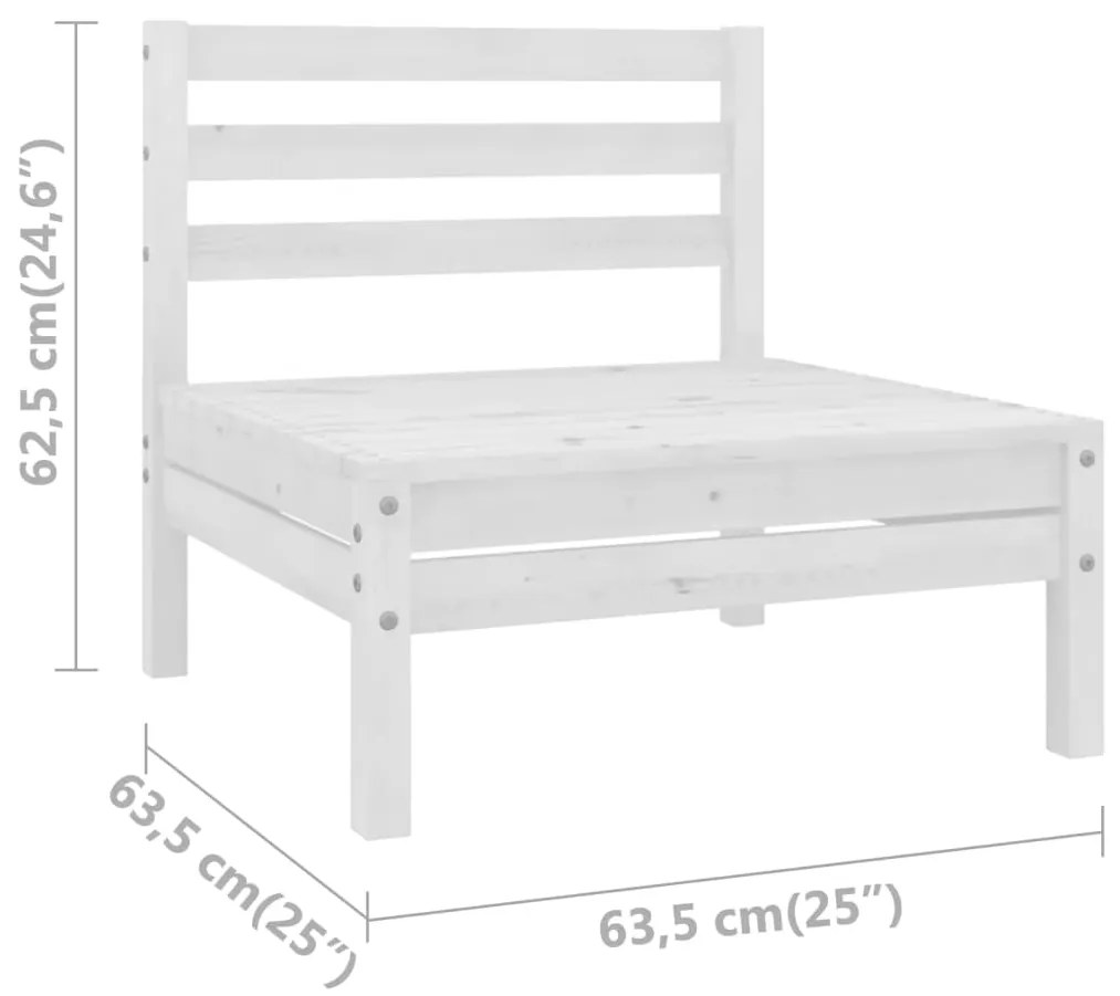 3 pcs conjunto lounge de jardim pinho maciço branco