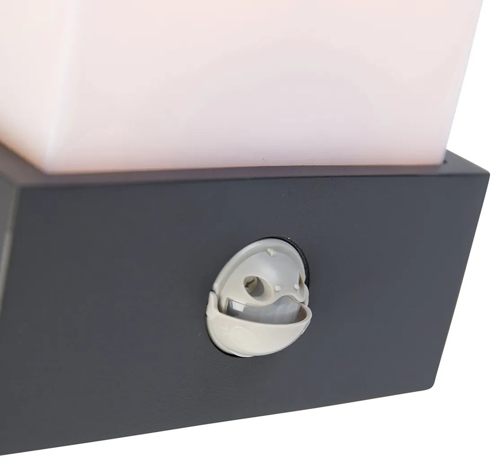 Candeeiro de parede exterior cinzento escuro IP44 sensor de movimento - Tide Moderno