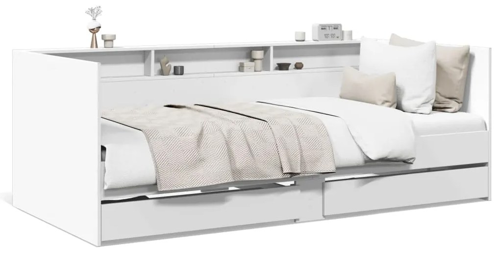 vidaXL Sofá-cama com gavetas sem colchão 90x190 cm branco