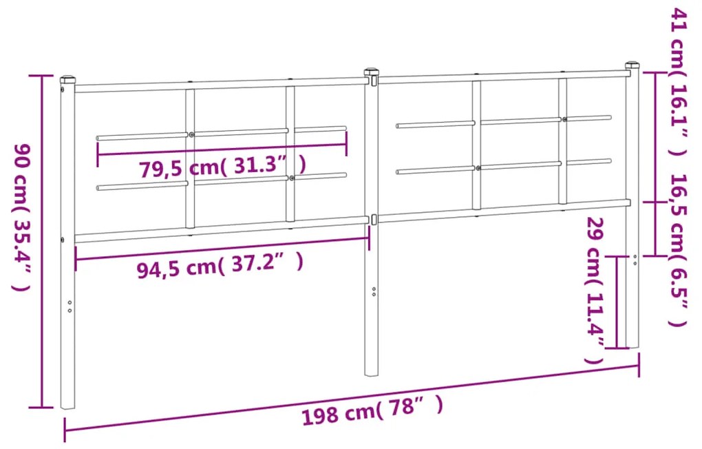 Cabeceira de cama 193 cm metal preto