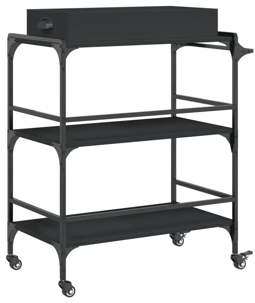 Carrinho de cozinha 81,5x41x92,5 cm derivados de madeira preto
