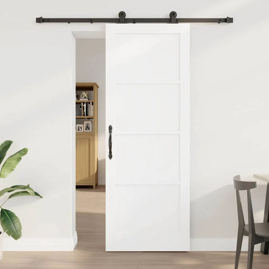 Porta Deslizante com Conjunto de Acessórios Branca 78x211 cm Madeira S