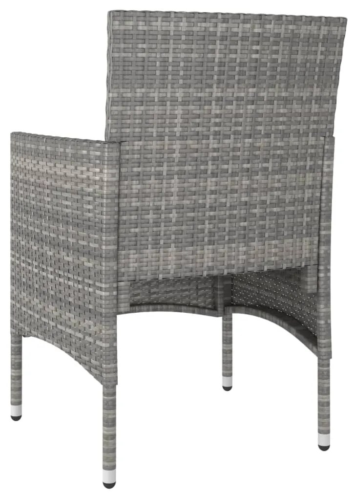 4 pcs conjunto de cadeiras e bancos de jardim vime PE cinzento