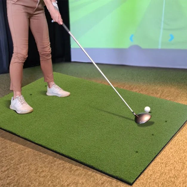Tapete de golfe de relva sintética 3 em 1, 2 bastões de alinhamento e 3 furos 152 x 92 x 2 cm Verde
