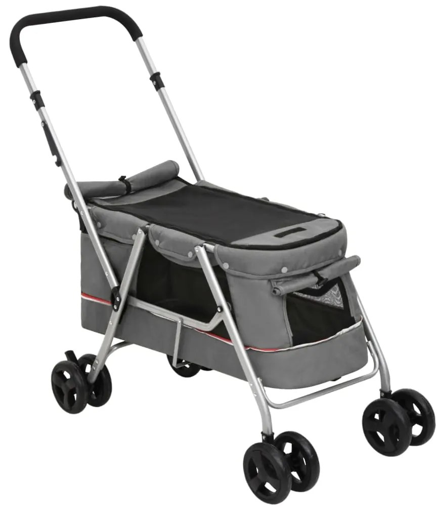 Carrinho dobrável para cães 100x49x96 cm tecido linho cinzento