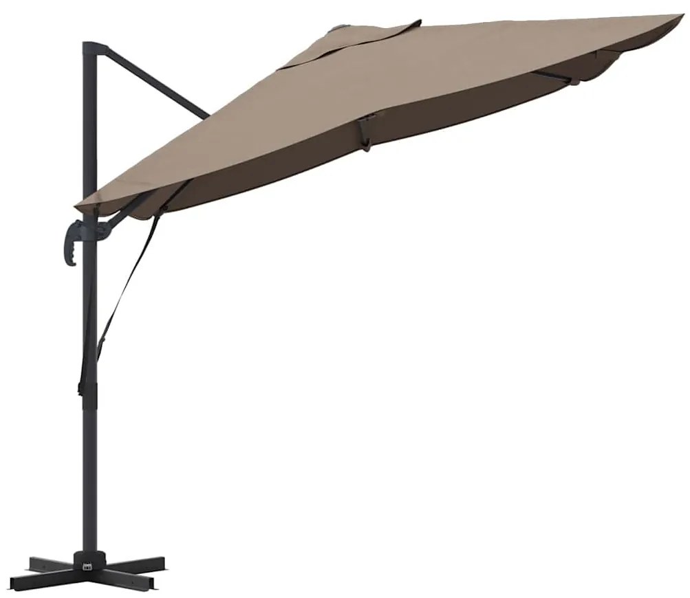 Guarda-Sol Cantilever Roma Taupe 352x251x260 cm de Alumínio