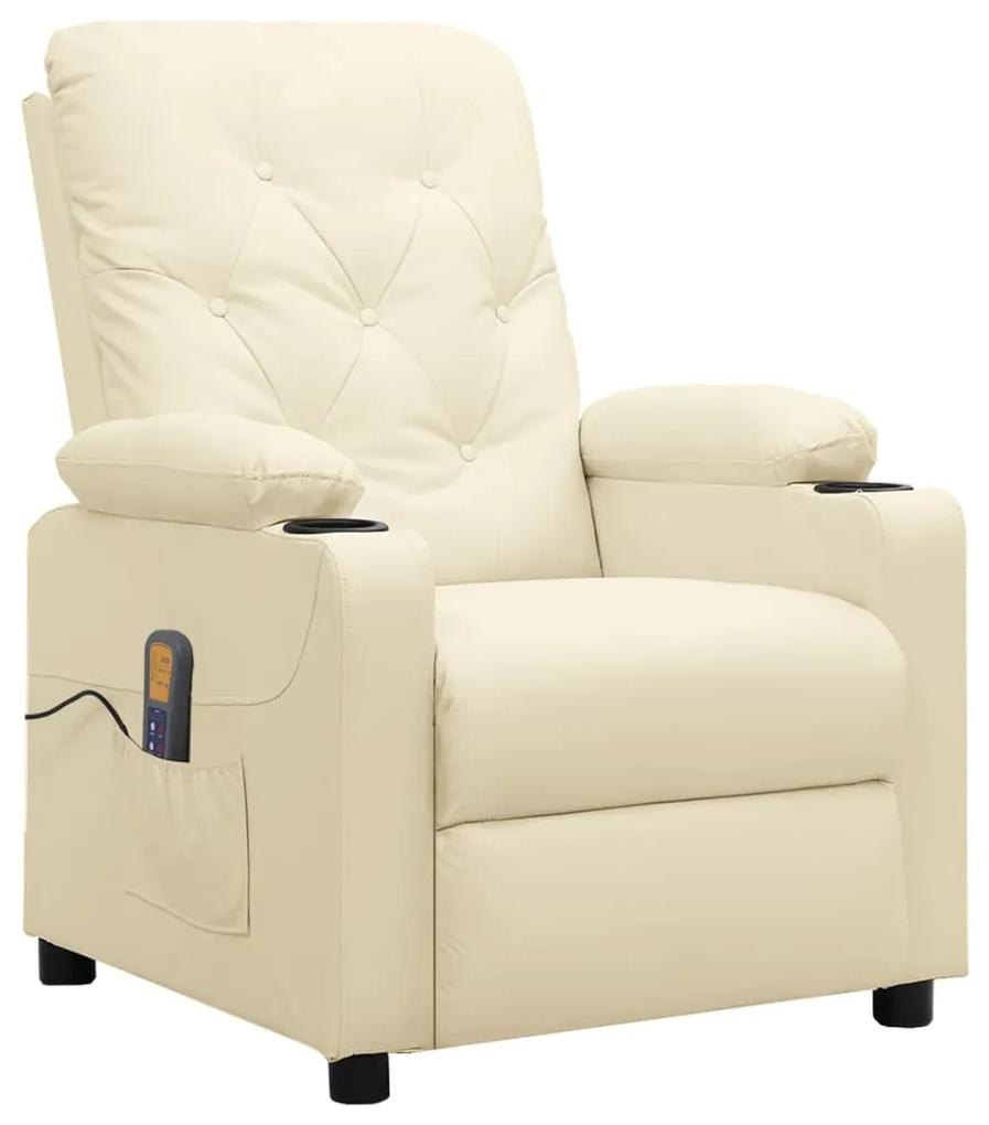 339132 vidaXL Cadeira de massagens couro artificial cor creme