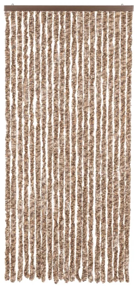 Cortina anti-insetos 90x220 cm chenille bege e castanho-escuro