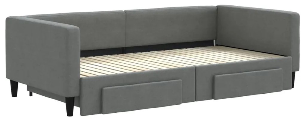 Sofá-cama c/ gavetão/gavetas 100x200 cm tecido cinzento-escuro