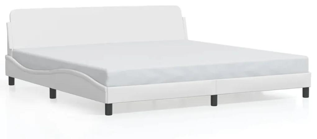 Estrutura cama c/ cabeceira couro artificial 200x200 cm branco