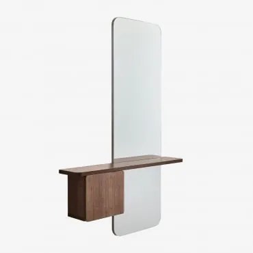 Consola De Entrada 80x120 Cm Em Mdf Com Espelho Varna Castanho Madeira Escura - Sklum