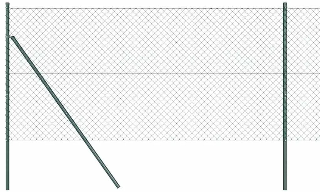 Conjunto de Postes de Cerca Verde 1.2 x 10 m Aço Galvanizado