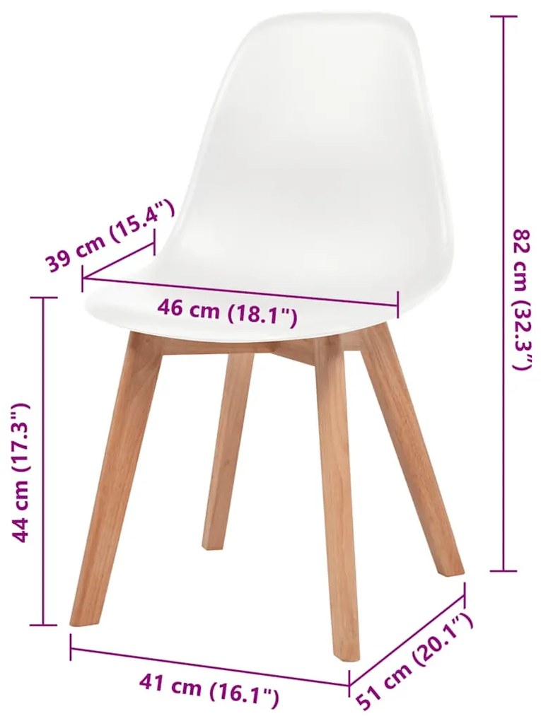 Cadeiras de jantar 4 pcs plástico branco