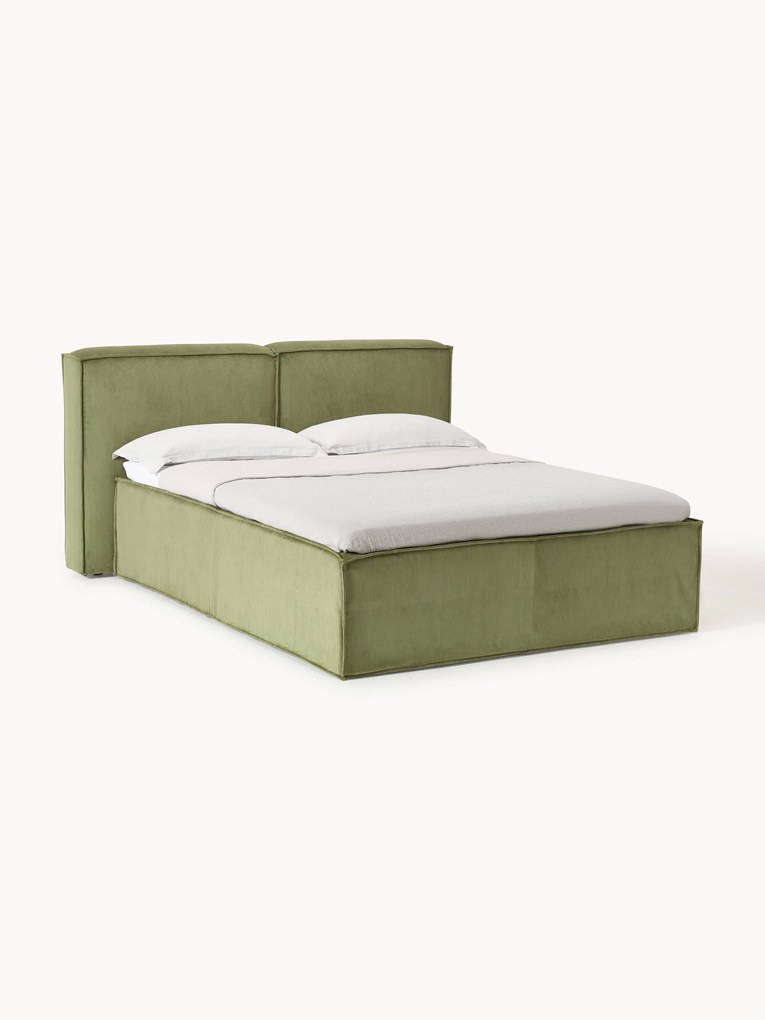Cama de casal em bombazina Lennon