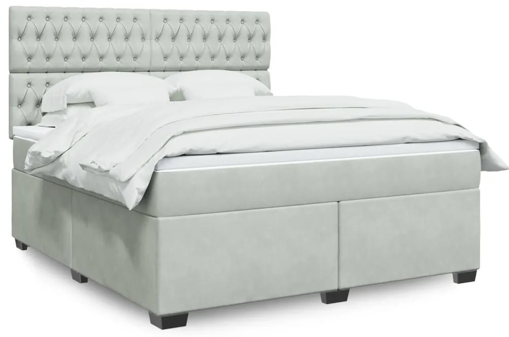 vidaXL Cama com molas/colchão 180x200 cm veludo cinzento-claro