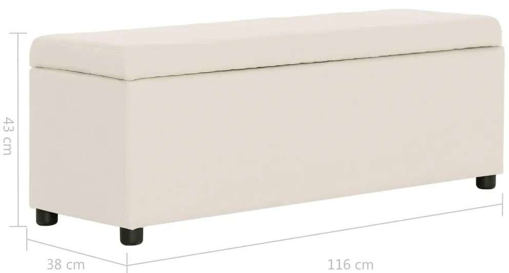Banco c/ compartimento de arrumação 116 cm poliéster cor creme