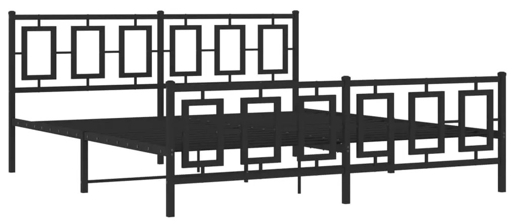 Estrutura de cama com cabeceira e pés 183x213 cm metal preto