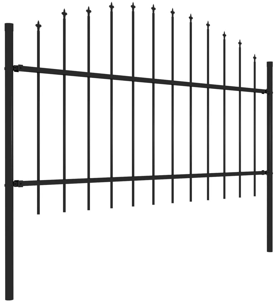 Cerca de jardim com topo em lanças (1-1,25)x10,2 m aço preto