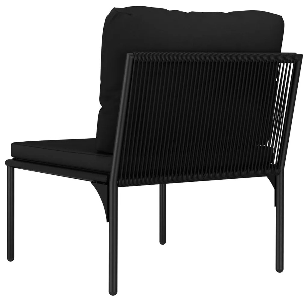 3 pcs conjunto lounge de jardim c/ almofadões PVC preto