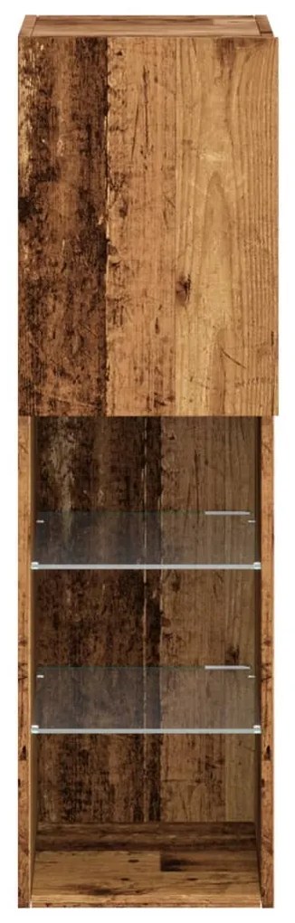 Móvel de TV com luzes LED 30,5x30x102 cm madeira velha