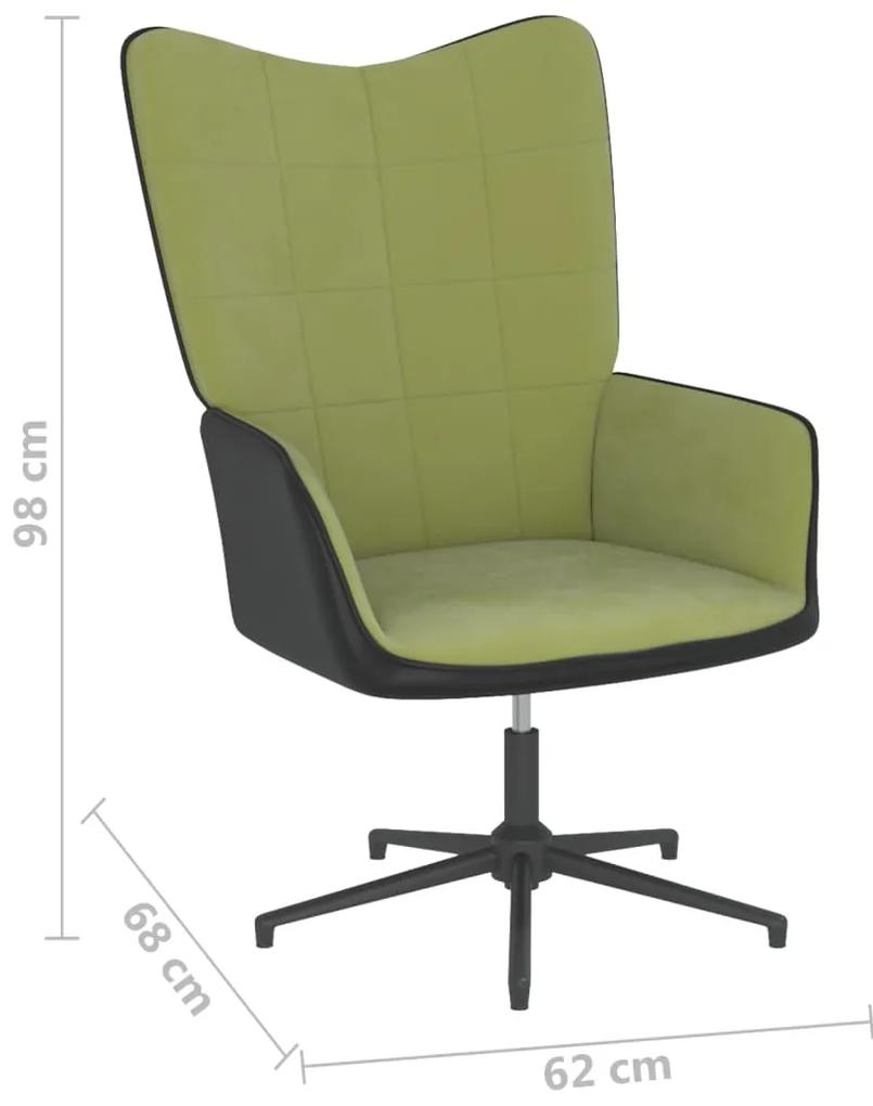 Cadeira de descanso com banco PVC e veludo verde-claro