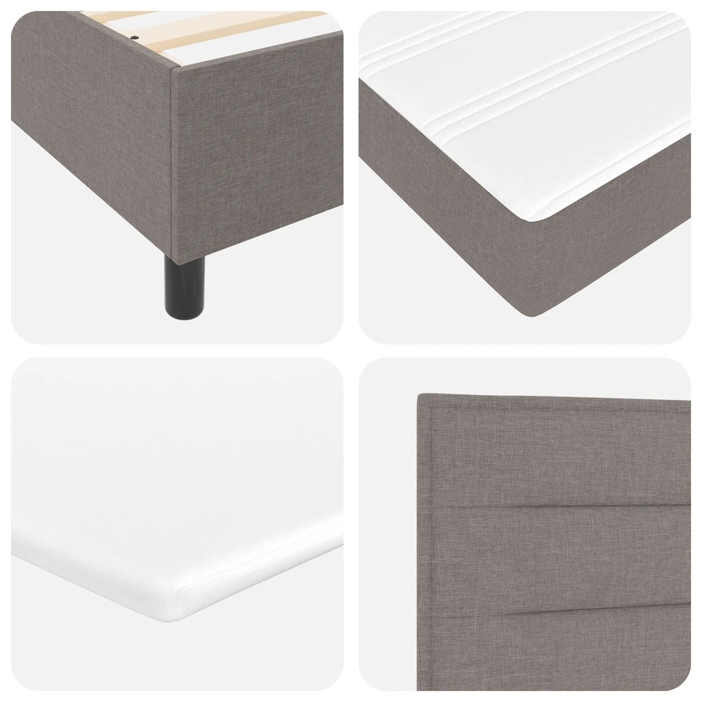 Cama Box Spring com Colchão Taupe Solteiro Tecido