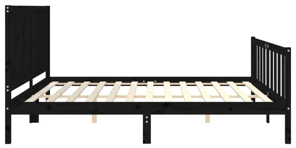 Estrutura de cama com cabeceira 200x200 cm madeira maciça preto