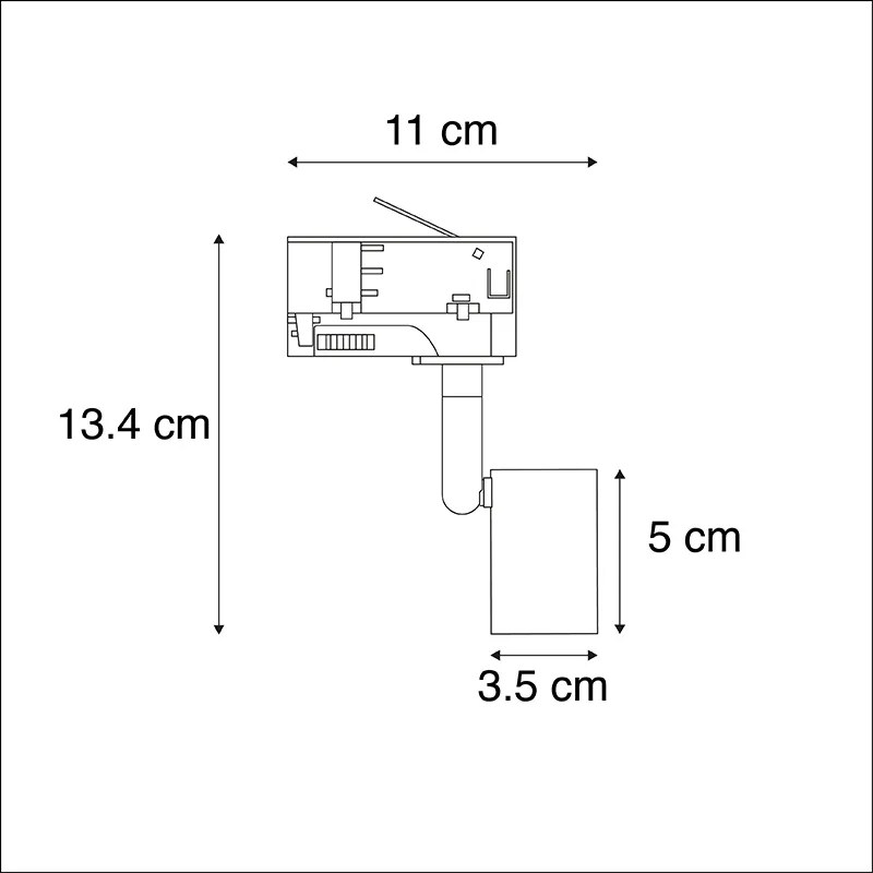 Foco de Trilho Preto para Trilho Trifásico GU10 50mm - Trifásico Jeany Moderno