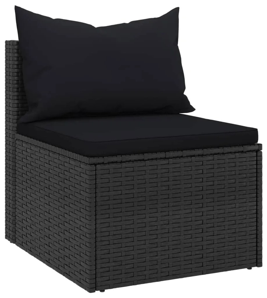 4 pcs conjunto de sofás para jardim c/ almofadões vime PE preto
