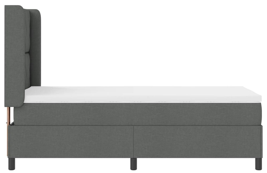 Cama Box Spring com Colchão e LED Cinza Escuro 90x200 cm Tecido