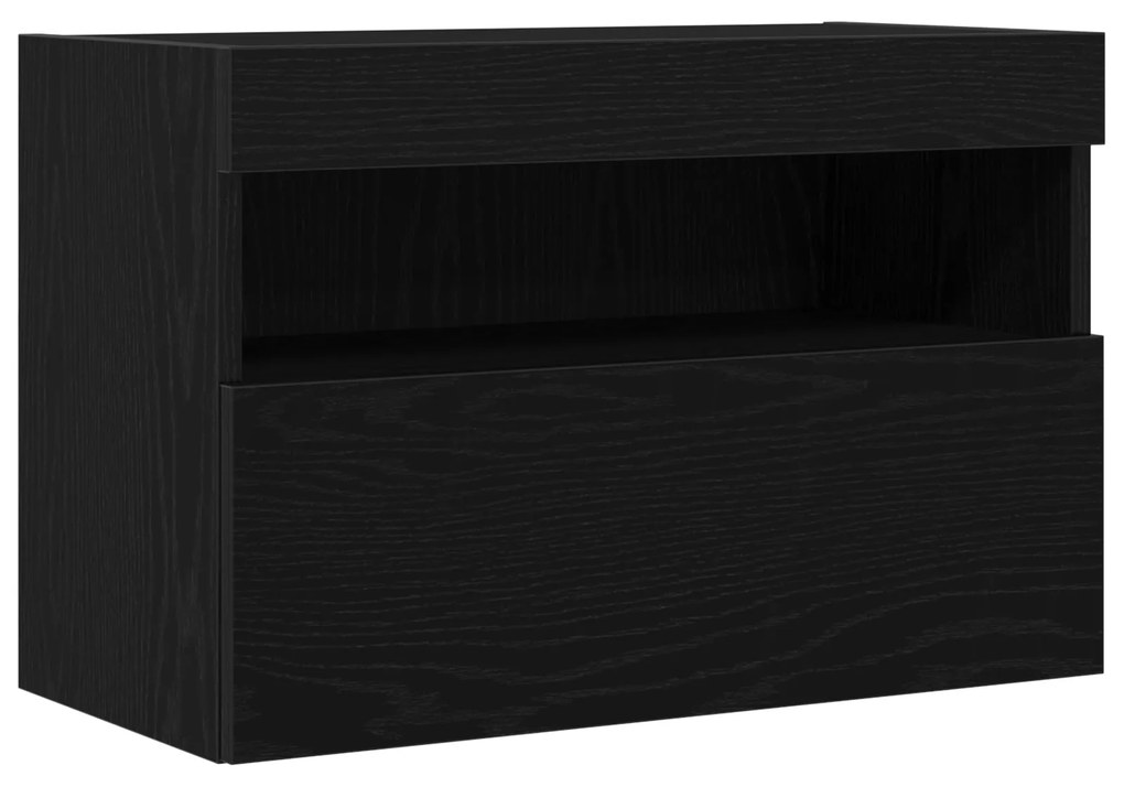 Cabinet de TV vidaXL com Luzes LED Carvalho Preto 60x30x40 cm