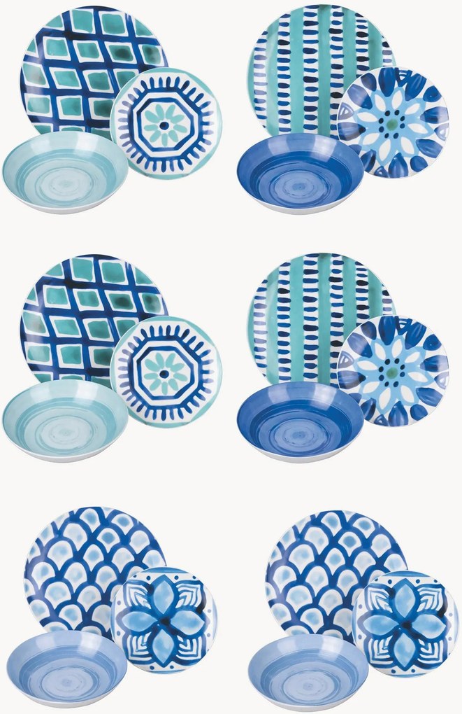 Conjunto de loiça Aquazul, 6 pessoas, conjunto de 18
